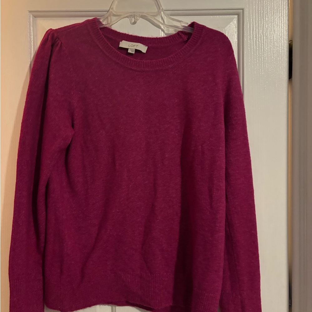 LOFT Women's Fuchsia Crew Neck Sweater